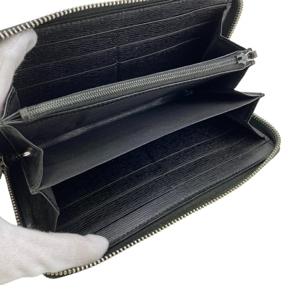 Gucci Round Zipper Interlocking GG Long Wallet Card Slots Coin Black - Picture 5 of 9